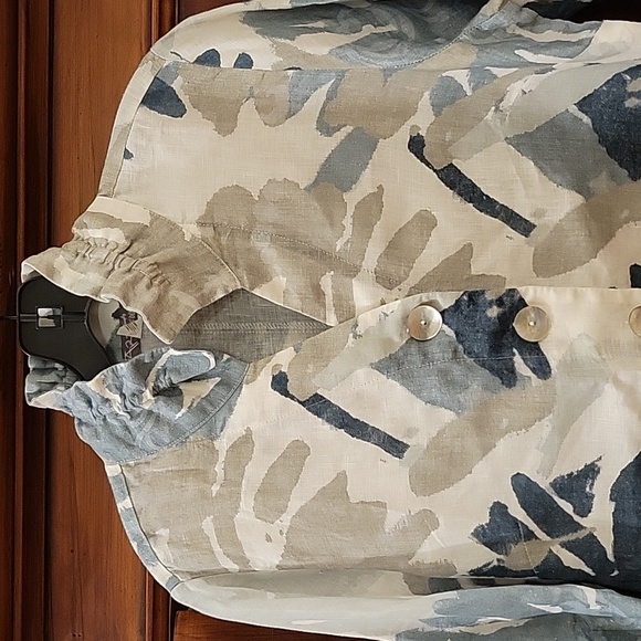 Simply Art by Dolcezza | 100% Linen "Beach Curry" Blouse Art To Wear - size S - Picture 3 of 10